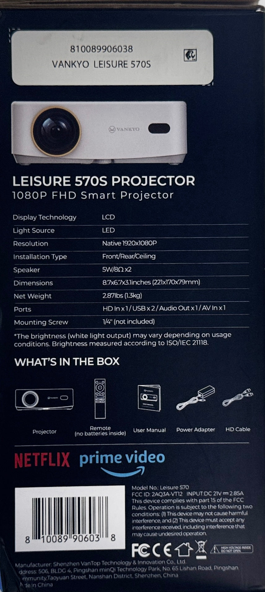 VANKYO Leisure 570S Native 1080P Smart Projector